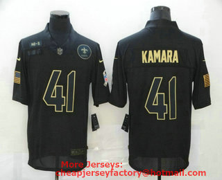 Men's New Orleans Saints #41 Alvin Kamara Black 2020 Salute To Service Stitched NFL Nike Limited Jersey