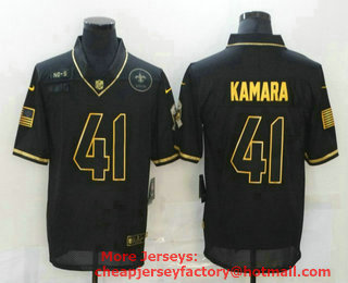 Men's New Orleans Saints #41 Alvin Kamara Black Gold 2020 Salute To Service Stitched NFL Nike Limited Jersey