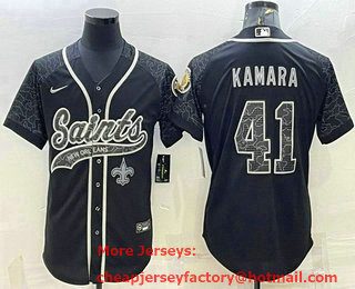 Men's New Orleans Saints #41 Alvin Kamara Black Reflective Limited Stitched Football Jersey