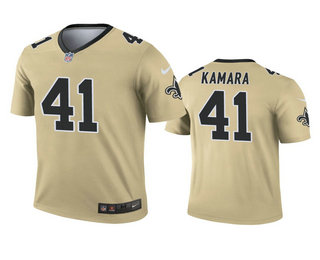 Men's New Orleans Saints #41 Alvin Kamara Gold Inverted Legend Jersey