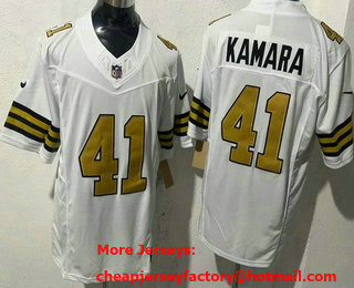 Men's New Orleans Saints #41 Alvin Kamara Limited White Alternate FUSE Vapor Jersey