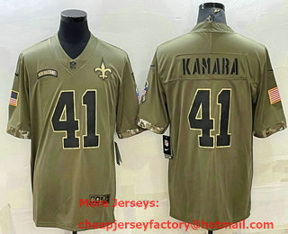 Men's New Orleans Saints #41 Alvin Kamara Olive 2022 Salute To Service Limited Stitched Jersey