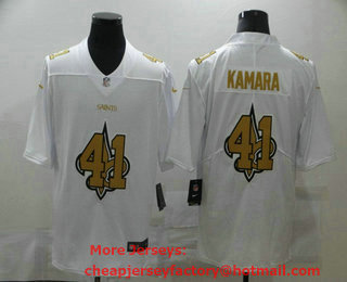 Men's New Orleans Saints #41 Alvin Kamara White 2020 Shadow Logo Vapor Untouchable Stitched NFL Nike Limited Jersey