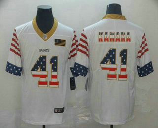 Men's New Orleans Saints #41 Alvin Kamara White Independence Day Stars & Stripes Jersey