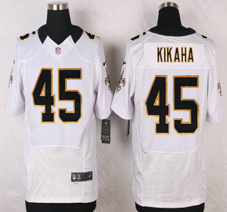 Men's New Orleans Saints #45 Hau'oli Kikaha White Road NFL Nike Elite Jersey