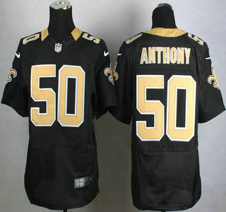 Nike New Orleans Saints #50 Stephone Anthony Black Elite Jersey