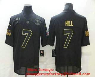 Men's New Orleans Saints #7 Taysom Hill Black 2020 Salute To Service Stitched NFL Nike Limited Jersey