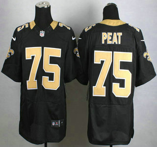 Men's New Orleans Saints #75 Andrus Peat Nike Black Elite Jersey