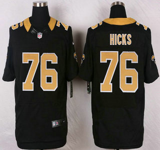 Men's New Orleans Saints #76 Akiem Hicks Black Team Color NFL Nike Elite Jersey