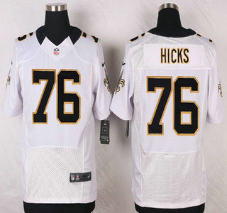 Men's New Orleans Saints #76 Akiem Hicks White Road NFL Nike Elite Jersey