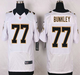 Men's New Orleans Saints #77 Brodrick Bunkley White Road NFL Nike Elite Jersey