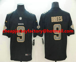 Men's New Orleans Saints #9 Drew Brees Black 2018 Fashion Impact Black Color Rush Stitched NFL Nike Limited Jersey