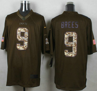 Men's New Orleans Saints #9 Drew Brees Green Salute to Service 2015 NFL Nike Limited Jersey