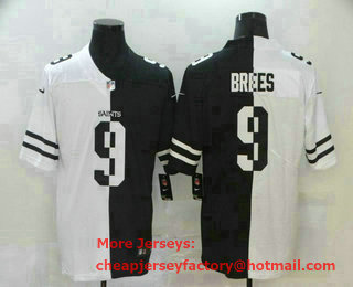 Men's New Orleans Saints #9 Drew Brees White Black Peaceful Coexisting 2020 Vapor Untouchable Stitched NFL Nike Limited Jersey