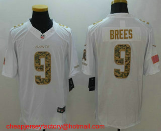 Men's New Orleans Saints #9 Drew Brees White Salute To Service Stitched NFL Nike Limited Jersey