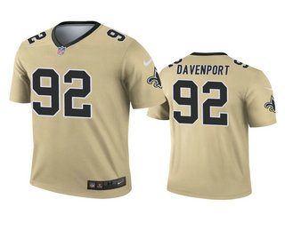 Men's New Orleans Saints #92 Marcus Davenport Gold Inverted Legend Jersey