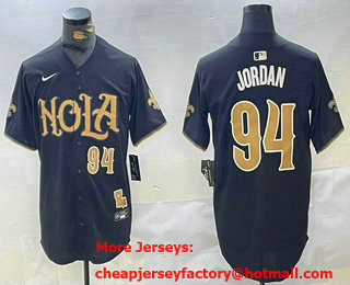 Men's New Orleans Saints #94 Cameron Jordan Number Black Nola Baseball Jersey