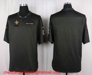 Men's New Orleans Saints Blank Black Anthracite 2016 Salute To Service Stitched NFL Nike Limited Jersey