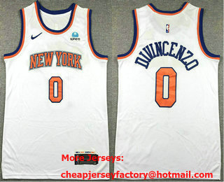 Men's New Yok Knicks #0 Donte DiVincenzo White Icon Sponsor Swingman Stitched