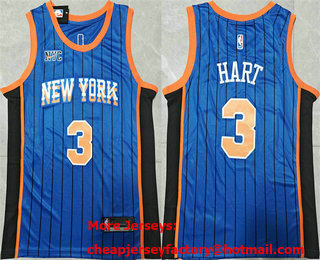 Men's New Yok Knicks #3 Josh Hart Blue City Edition Stitched Basketball Jersey