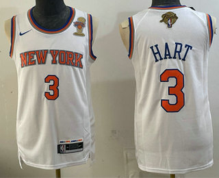 Men's New Yok Knicks #3 Josh Hart White 2026 Finals Champions Patch Stitched Jersey