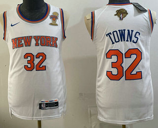 Men's New Yok Knicks #32 Karl-Anthony Towns White 2026 Finals Patch Finals Champions Patch Stitched Jersey
