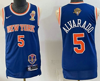 Men's New Yok Knicks #5 Jose Alvarado Blue 2026 Finals Patch and Finals Champions Patch Stitched Jersey