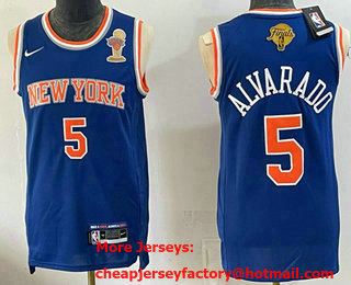 Men's New Yok Knicks #5 Jose Alvarado Blue 2026 Finals Patch and Finals Champions Patch Stitched Jersey