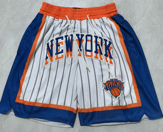 Men's New Yok Knicks White Pinstripe 2024 City Edition Stitched Shorts