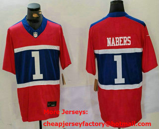 Men's New York Giants #1 Malik Nabers Red 2024 FUSE Vapor Limited Stitched Jersey