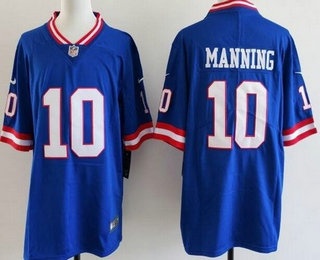 Men's New York Giants #10 Eli Manning Limited Blue Classic Vapor Jersey