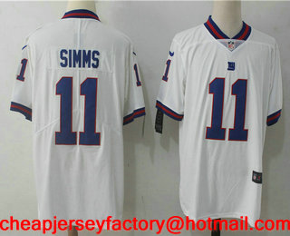 Men's New York Giants #11 Phil Simms White 2016 Color Rush Stitched NFL Nike Limited Jersey