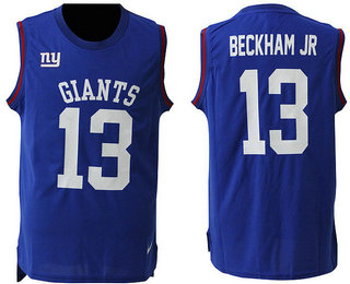 Men's New York Giants #13 Odell Beckham Jr Blue Nike Player Name And Number Tank Top