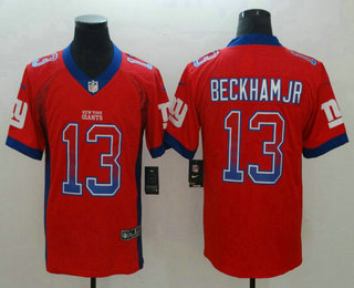 Men's New York Giants #13 Odell Beckham Jr Red 2018 Fashion Drift Color Rush Stitched NFL Nike Limited Jersey