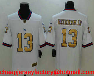 Men's New York Giants #13 Odell Beckham Jr White 2016 Color Rush Gold Stitched NFL Nike Limited Jersey