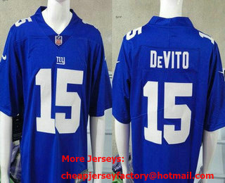 Men's New York Giants #15 Tommy DeVito Limited Blue Vapor Jersey