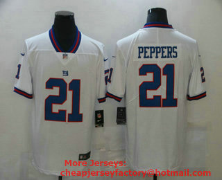 Men's New York Giants #21 Jabrill Peppers White 2016 Color Rush Stitched NFL Nike Limited Jersey