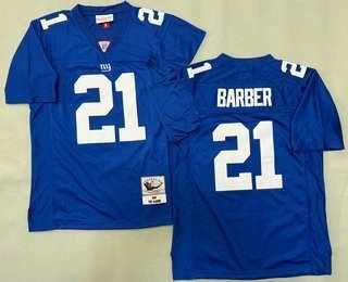 Men's New York Giants #21 Tiki Barber Blue 2005 Throwback Jersey