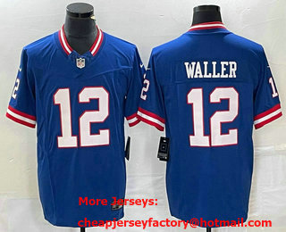 Men's New York Giants #12 Darren Waller Blue 2023 FUSE Classic Vapor Limited Jersey