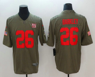 Men's New York Giants #26 Saquon Barkley Olive 2018 Salute To Service Stitched NFL Nike Limited Jersey