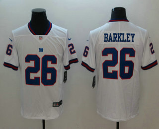Men's New York Giants #26 Saquon Barkley White Color Rush Stitched NFL Nike Limited Jersey