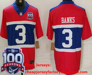 Men's New York Giants #3 Deonte Banks Limited Red Alternate FUSE 100 Seasons Vapor Jersey