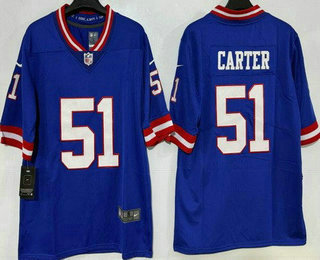 Men's New York Giants #51 Abdul Carter Limited Blue Classic Vapor Jersey