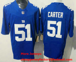 Men's New York Giants #51 Abdul Carter Limited Blue FUSE Vapor Jersey