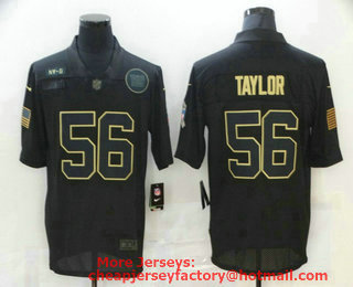 Men's New York Giants #56 Lawrence Taylor Black 2020 Salute To Service Stitched NFL Nike Limited Jersey