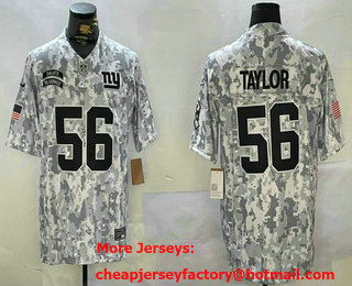 Men's New York Giants #56 Lawrence Taylory Arctic Camo 2024 FUSE Salute to Service Limited Stitched Jersey