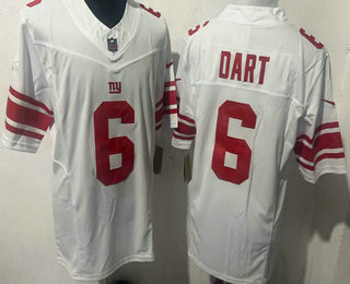 Men's New York Giants #6 Jaxson Dart Limited White FUSE Vapor Jersey