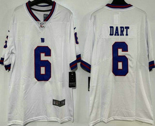 Men's New York Giants #6 Jaxson Dart Limited White Throwback Vapor Jersey