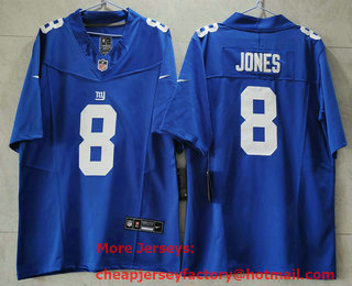Men's New York Giants #8 Daniel Jones Blue 2023 FUSE Vapor Untouchable Stitched Jersey