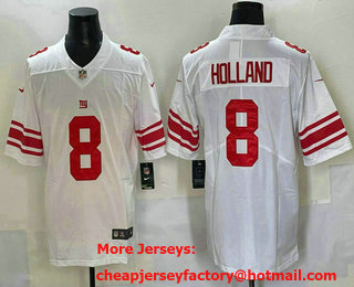 Men's New York Giants #8 Jevon Holland Limited White Vapor Jersey